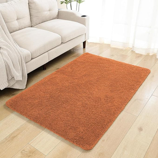 Burnt Orange Bathroom Rugs 40"x60" – Oversized Plush Non-Slip Microfiber Bath Mat, Absorbent & Washable – Ideal for Large Bathrooms or Living Rooms