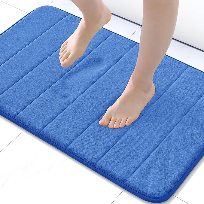 Buganda Memory Foam Bath Mat, 24" x 16", Ultra Soft and Non-Slip Bathroom Rugs, Water Absorbent and Machine Washable Bath Rug for Bathroom, Shower, and Tub, Royal Blue