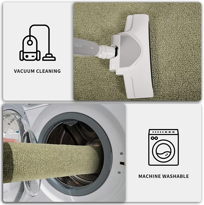 PURRUGS Dirt Trapping Door Mat 34" x 60", Non-Slip Machine Washable Entry Rug, Entrance Mat, Indoor Front Door Mat, Super Absorbent Entryway Rug for Muddy Shoes & Paws, Budding Green & Sage Green