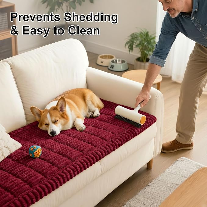 Smiry Couch Cover for Dogs, Non Slip Washable Sofa Protector for Pets, Soft Furniture Cover for Pet, Stylish Sofa Covers, Cozy Protect Against Fur, Dirt & Everyday Messes (Red, 35.4" x 70.9")