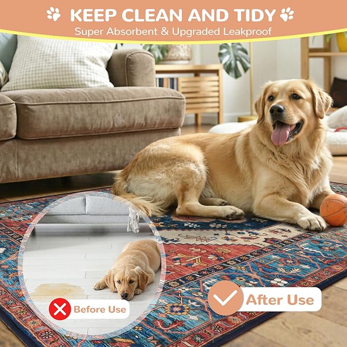 Lahome Extra-Large Washable Dog Pee Pads (72"x72") - Super Absorbent & Waterproof - Leakproof Reusable Mat for Playpens, Beds & Whelping, Convenient Cleanup,Red