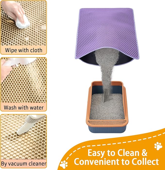 Cat Litter Box Mat-Super Large 47''x36'' Litter Trapping Mat for Cat-XXL Litterbox Matt for Floor-2 Layer Catcher Rug for Pet kitty Litterbox-Waterproof Urine Proof,Non-Slip
