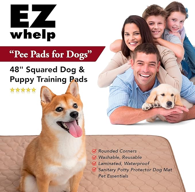 EZwhelp Reusable Dog Pee Pads - Waterproof Training Pads for Dogs, Washable & Sanitary, Rounded Corners, Laminated, Lightweight, and Durable,Pet Essentials for Puppy Training and Whelping - 17" x 20"