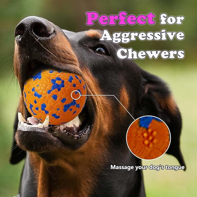 POUPUA 4-Pack Super Bouncy Dog Balls — Lightweight & Safe (Won’t Hurt Dogs), Indestructible Tennis Balls for Aggressive Chewers, Durable Floating Fetch Toys for Medium & Large Dogs