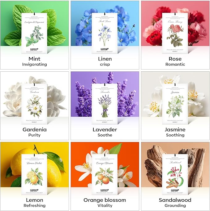 MYARO 12 Packs Lavender Scented Sachets Air Freshener for Drawer and Closet, Long-Lasting Sachet Bag Room Car Odor Deodorizer Fresh Scent Home Fragrance