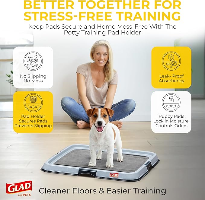 Glad for Pets Black Charcoal Puppy Pads - 6-Layer Leak-Proof Construction, Activated Carbon Odor Control, Pheromone Attractant - Disposable Dog Pee Pads for Potty Training, 23 x 23 in, 100 Count