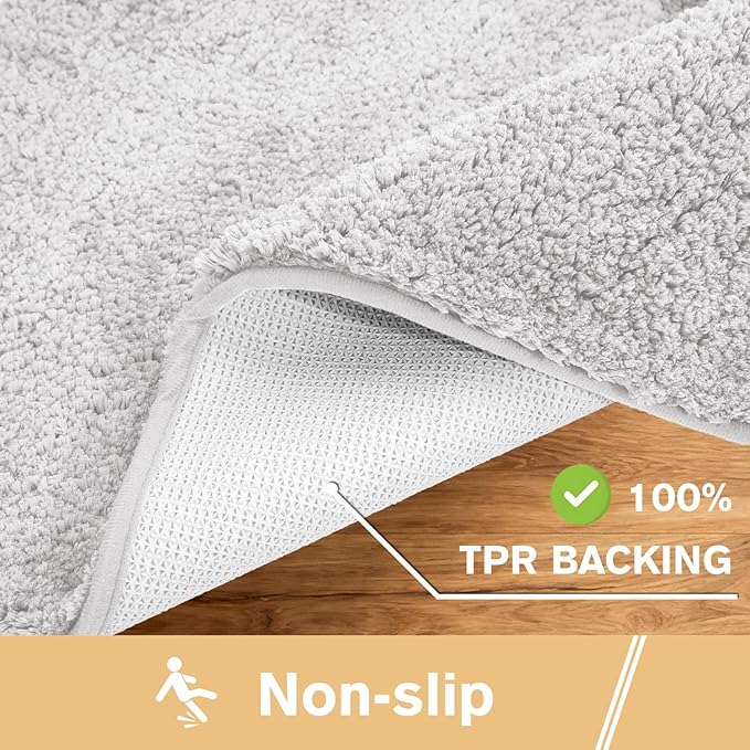 Light Gray Bathroom Rugs 40"x60" – Oversized Plush Non-Slip Microfiber Bath Mat, Absorbent & Washable – Ideal for Large Bathrooms or Living Rooms