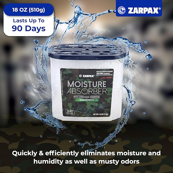 Moisture Absorber Corrosion Inhibitors Gun & Gear 17.6 oz/500g | Removes Moisture, Damp & Humidity | Odor Absorber | Moisture Trap for Bathroom, Closet, Kitchen | Set of 4