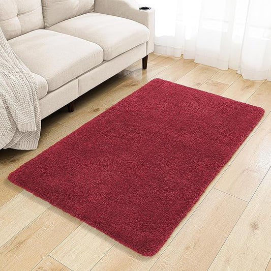 Red Bathroom Rugs 36"x60" - Extra Large Microfiber Bath Mat, Non Slip Absorbent and Washable Bathroom Rug, Plush Fluffy Floor Mat - Ideal for Spacious Bathrooms or Bedrooms