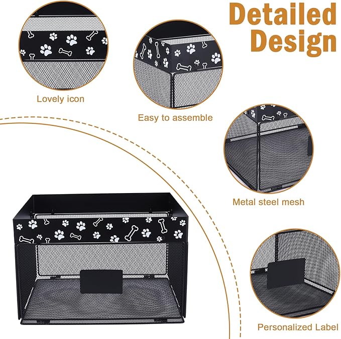 Geyecete dog toy bin chew proof metal dog toy box pet toy basket large Toy organizer Pet Wire mesh folding Dog Toy Organizer for personalized basket
