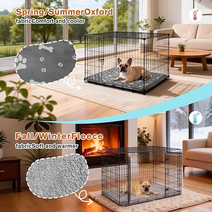 41.7 * 27.9inch Dog Crate Pan Covers Washable Dog Crate Tray Cover Waterproof Oxford Cloth/Soft Flannel Side Fit Bed Liner for Pet Cage Pan