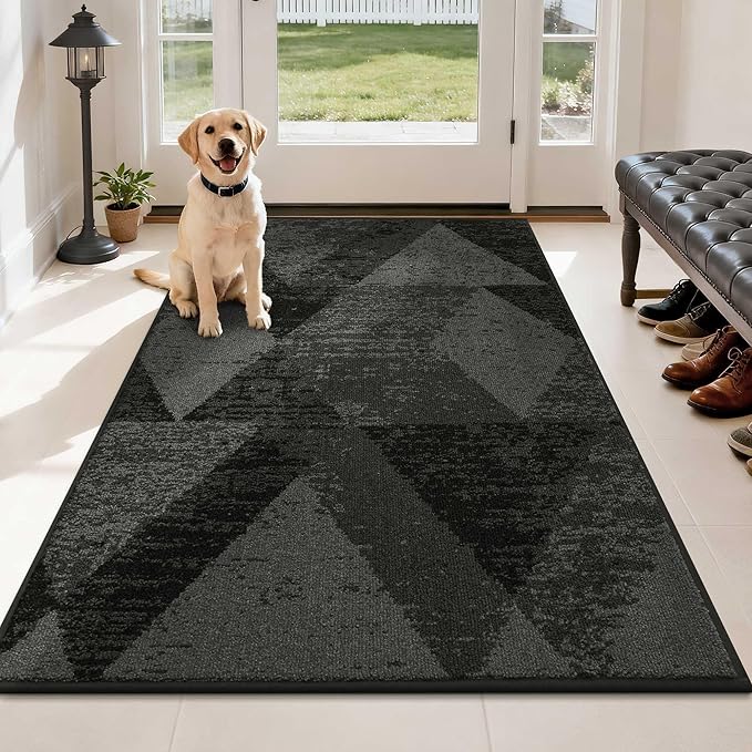 COSY HOMEER Entryway Rugs Doormat 36"x60", Non-Slip Absorbent Polyester, Washable Rugs for Front Door, Dirty Paws & High Traffic Areas, Dark Gray