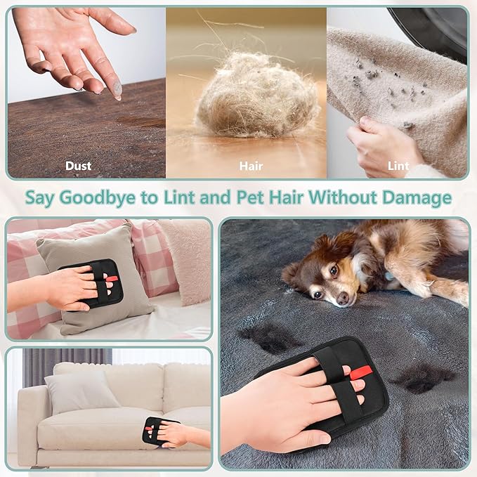 Pet Hair Removal Glove - Reusable Electrostatic Dog/Cat Hair Remover Mitt & Pet Grooming Gloves for Couch, Carpet, Furniture - Upgraded Electrostatic Dog Tool (2 PCS)
