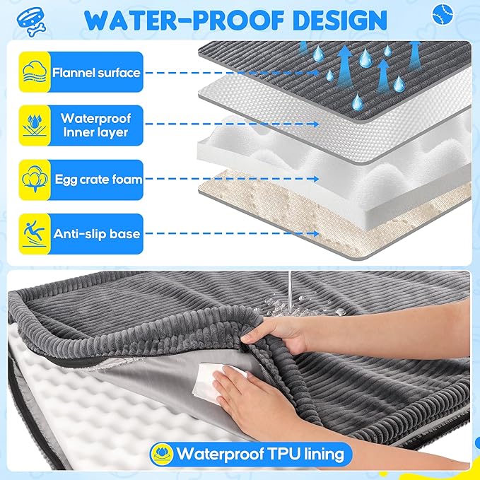 Dog Car Bed, Non-Slip Backseat Extender Pet Mat, Removable Washable Dog Bed for SUVs, Sedans & Trucks, Anti-Slip Travel Bed for Dogs, Easy Clean & Scratch-Proof & Comfort (Dark Gray, 50"L×24.6"W×2"H)