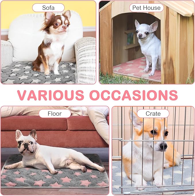 Clysee 4 Pack Self Heating Cat Bed Cat Self Warming Pad with Removable Cover Extra Warm Thermal Pet Pad Washable Pet Crate Mat Anti Slip Kennel for Indoor Outdoor Pets(Star,24 x 35 Inches)