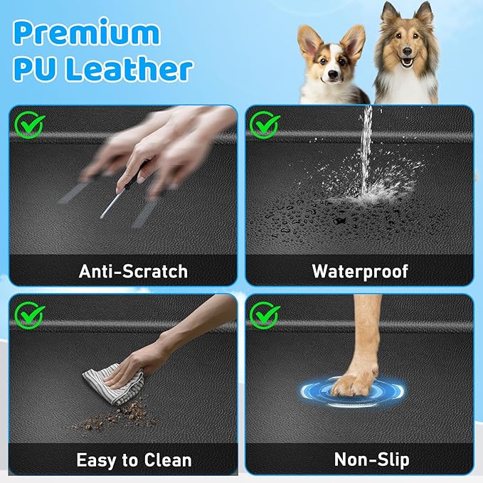 URPOWER PU Leather Back Seat Extender for Dogs – Hard Bottom Dog Car Seat Cover Holds 550 lbs, Anti-Scratch & Waterproof Dog Hammock for Cars, SUVs, Dogs Car Bed Pet Backseat Protector