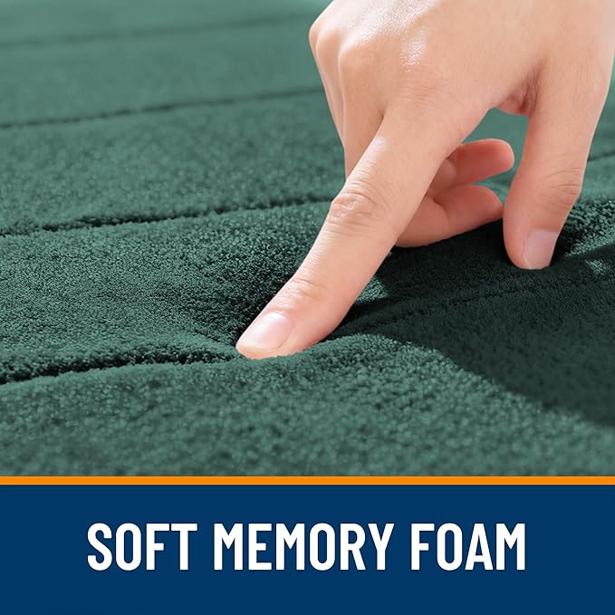 OLANLY Memory Foam Bath Mat 40x32, Super Soft Absorbent Bathroom Rugs, Quick Dry, Machine Washable Shower Floor Rugs, Bathmat Carpet, Bathroom Home Decor Accessories, Blackish Green