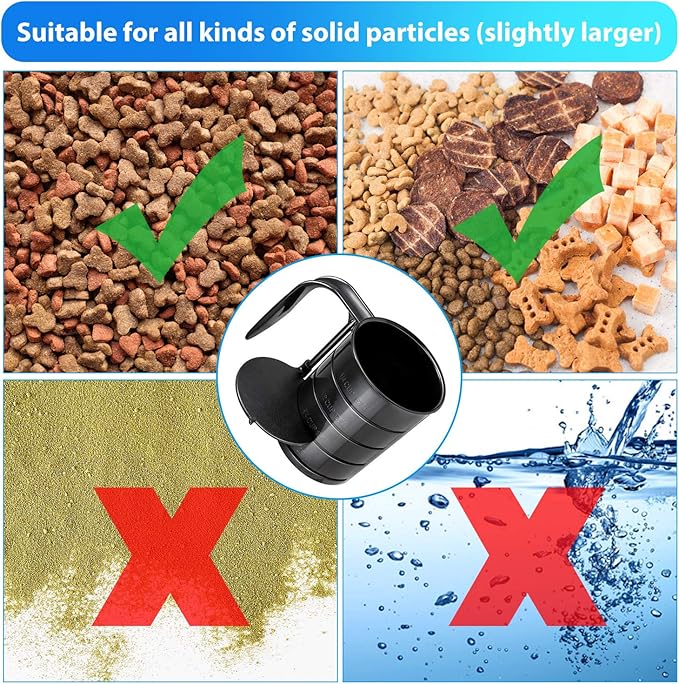 Pet Food Scoop, Dog Food Cups, Plastic Food Scoop with Measuring Lines, (Includes 1 C, 3/4 C, 1/2 C, 1/4 C), Pet Food Measuring Cups for Dog, Cat or Bird Food, Injection Molded and Dishwasher Safe (Black)