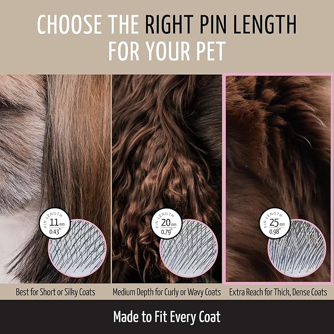 Tauro Pro Line Slicker Dog Brush for Shedding - Detangler for Dense & Long Hair - Dematting Pet Slicker Brush for Dogs & Cat, Doodle Grooming, Non-Slip Grip, Soft Pin (Size S - Pink)