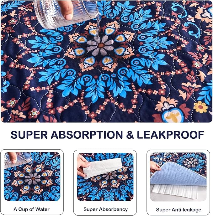 Qeils Washable Pee Pads, Reusable Puppy Pads Super Absorbent Leakproof Dog Training Pads, Non-Slip Wee Wee Pads for Crate, Floor, Potty Pads Feeding Mat Dog Pee 2 Pack 18"x30"