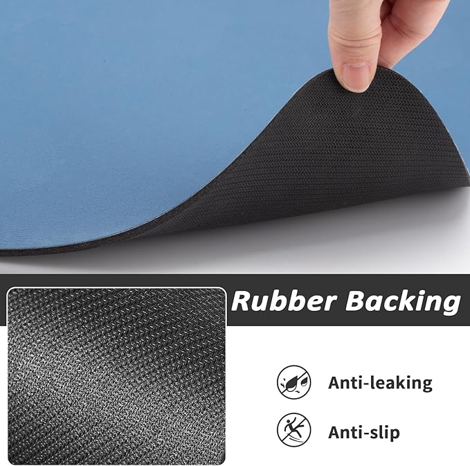 Dog Food Mat - Absorbent Cat Mat for Food and Water, No Stains Pet Feeding Bowl Mat, Easy to Clean Pet Placemats, Quick Dry Dog Water Dispenser Mat for Messy Drinkers | Blue 16"x 24"