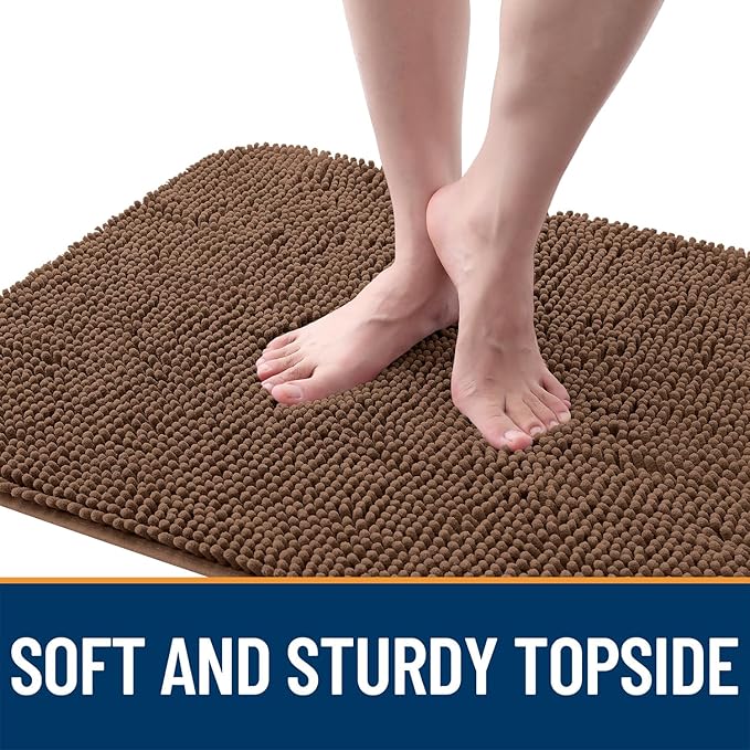 OLANLY Dog Door Mat for Muddy Paws 35x24, Absorbs Moisture and Dirt, Absorbent Non-Slip Washable Doormat, Quick Dry Chenille Mud Mat for Dogs, Entry Indoor Entryway Carpet for Inside Floor, Mocha