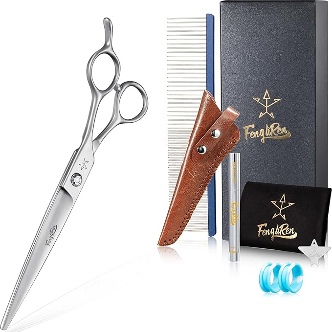 High-end Professional Dog Grooming Scissors Pet Grooming Shears 7 Inches Extremely Very Sharp Made Of Stainless Steel Alloy By Hand For Dog Cat Groomer