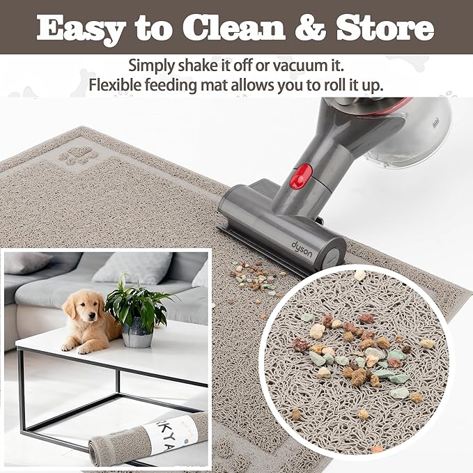 Darkyazi Pet Feeding Mat Large for Dogs and Cats,24"×16" Flexible and Easy to Clean Feeding Mat,Best for Non Slip Waterproof Feeding Mat. (Gray Sand)