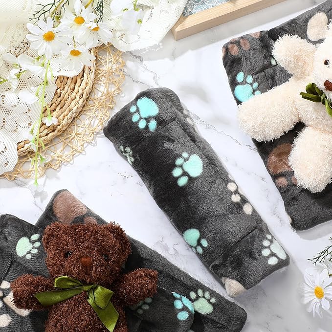 Tuanse 4 Pack Ultra Soft Dog Cat Bed Mat with Cute Prints Reversible Fleece Dog Crate Kennel Pad Cozy Washable Thickened Hamster Guinea Pig Pet Bed Mat for Small Animals(21 x 14 Inches,Black)