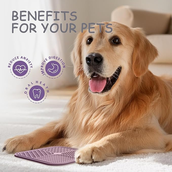 2 Pack Lick Mat for Dogs,Cats,Upgraded 8.5×8.5 inches Licking Mats with Suction Cups,Slow Feeder Licking Pad for Anxiety Relief and Boredom Reducer,Suitable for Dog Training Set 4