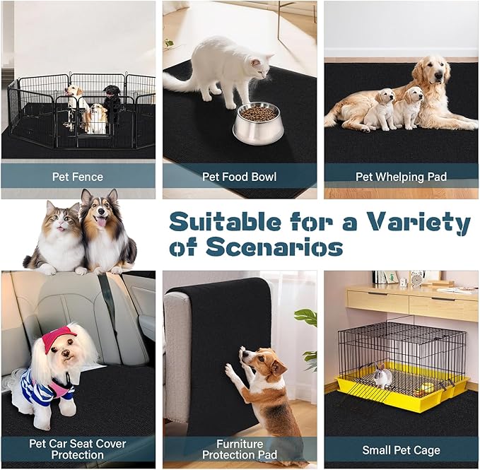 32" X 50" X 0.23'' Mat for Under Dog Crate Waterproof Non-Slip Kennel Mat to Protect Floors Large Absorbs Urine Reusable Dog Playpen Mat
