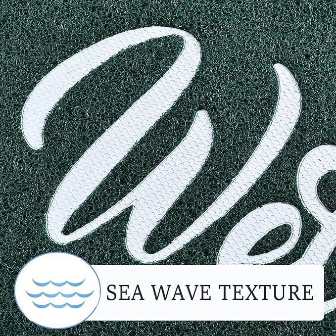T.HENV Christmas Door Mat Outdoor, 32x20 Waterproof All-Season Front Door Mat Outside Entrance, All-Weather Quick Drying, Low Profile Doormat Indoor, Patio Porch Entryway Mats, Green-White