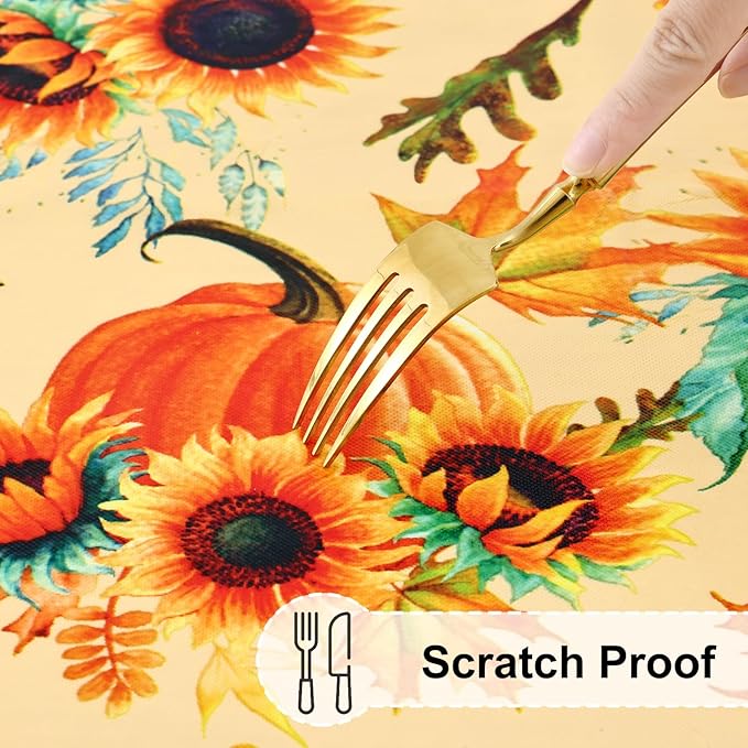misaya Rectangle Vinyl Tablecloth, Fitted Table Cover, 100% Waterproof, Elastic Edge, Flannel Backing, Plastic Table Cloth Fit 6 Foot Folding Tables for Fall, Thanksgiving (Pumpkin Orange, 30x72 inch)