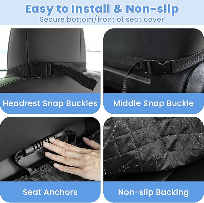 Dog Car Seat Covers, Waterproof Front Seat Cover for Dogs, Scratch-Proof, Nonslip Pet Passenger Seat Cover Protector, Universal Fit for Cars Trucks SUVs, Standard Size, Beige