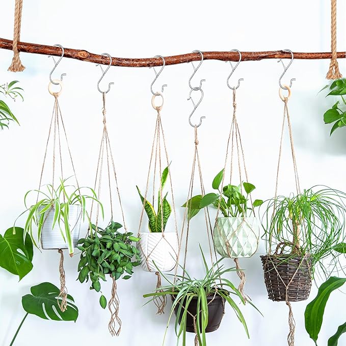 12PCS S Hooks for Hanging,3.5 Inch Heavy Duty Closet Hooks with Safety Buckle,Closet Hooks Hanging for Plants,Clothes,Kitchen Utensil,String Lights,Handbags,Belt, Hat, Cup, Tie (Silver)