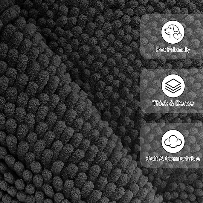WAYNHUI Dog Door Mat for Muddy Paws 24"x 70" Large- Absorbent Dirt Trapper Quick Dry Non Slip Washable Chenille Mud Mat for Dogs, Front Door mat Indoor Entrance Pets Rug, Dark Grey (24"x 70")