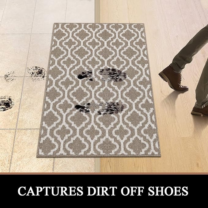 HEBE Indoor Door Mat 32"x48" Non Slip Front Door Welcome Mats Washable Shoe Mats Dirt Trapper for Entryway Low Profile Kitchen Carpet for Entrance Hallways Entrance Mat for Dogs