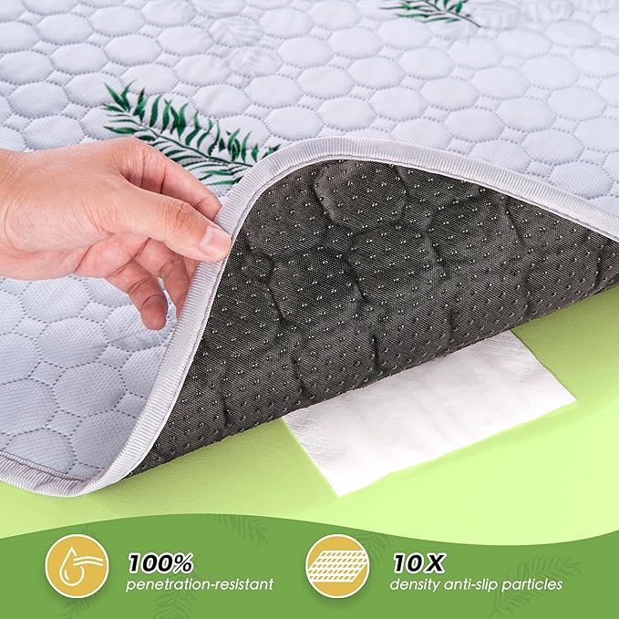Washable Pee Pads for Dogs, 2Pack Reusable Puppy Pads, Super Absorbent & Leakproof Dog Pads, Anti-Slip Dog Pee Pads for Puppy Training & Incontinence, Leaf Pattern 36"x36"