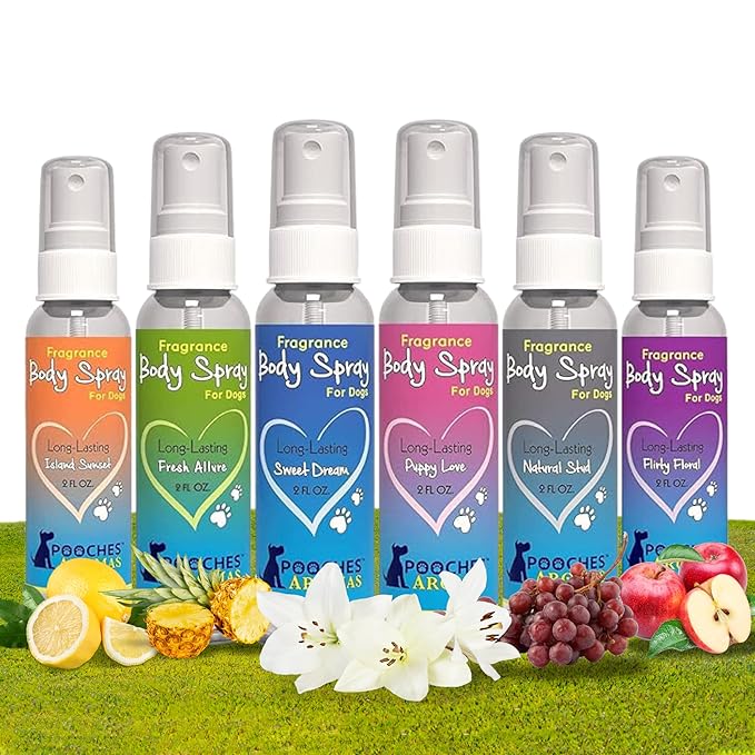 Pooches Aromas Natural Dog Cologne - Premium Grooming Spray - Long Lasting Spray - Deodorizing & Refreshing For Dogs, Adult Canines and Puppies - Aromas Scent to Refresh the Skin (Pack of 6)
