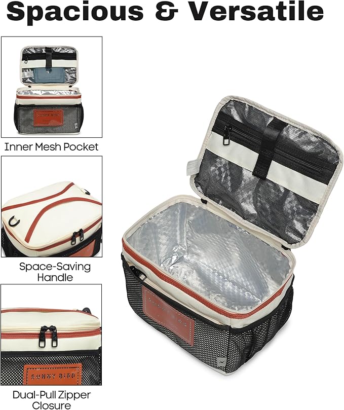 SUNNY BIRD Insulated Lunch Bag with Foldable and Leakproof Design, Thermally Insulated, Shoulder Strap for Women, Men and Teen (White 002)