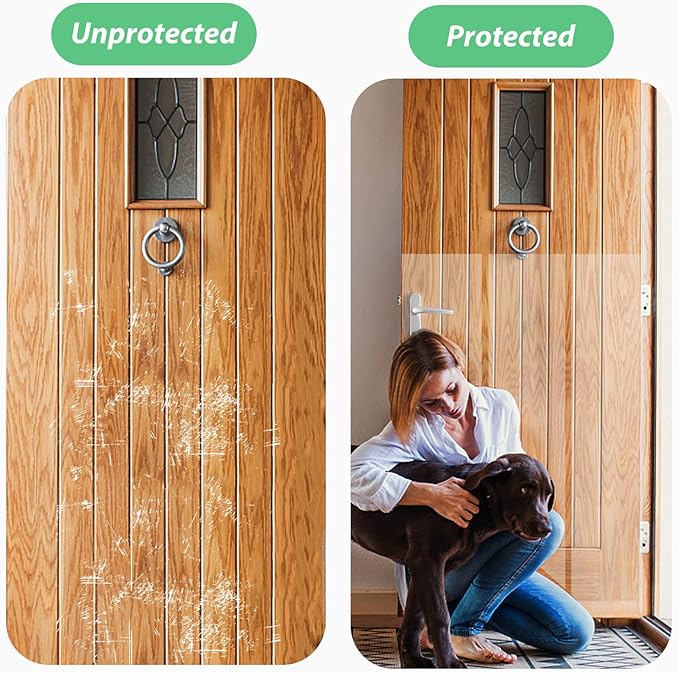 Door Protector from Dog Scratching 200" x 8.2" Cat Scratch Door Frame Single Sided Adhesive Protector Anti Dog Scratch Door Guard for Dogs Clear CHUANGSEED