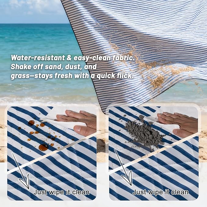 Large Waterproof Picnic Blanket 80"x80" – Extra Large Outdoor Mat for Beach, Park, Grass, Lawn, Camping, Sandproof & Portable, Foldable Rug, Wedding Registry Gift for Family & Travel
