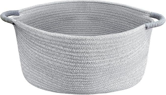 Medium Rope Basket with Handles, Medium Bohe Storage Basket, 17 "L x 12.5" W x 8.5 "H, Home Decor Organizer for Towels,toys, Books & Magazines