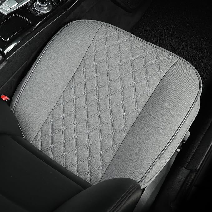 West Llama Linen Front Car Seat Cover Protector Anti-Slip Bottom Seat Cover Fits 95% of Vehicles,Wrapping Around The Bottom,Diamond Pattern(Gray-1Pcs)