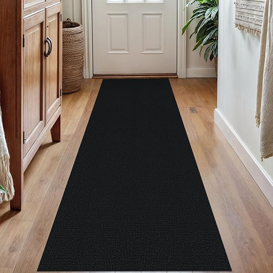 KOZYFLY Washable Runner Rug 2x7 ft Hallway Runner Non Slip Rubber Backed Kitchen Runner Rugs Bobo Entryway Runner Indoor, Carpet Runners for Hall Entrance Bedroom, Black