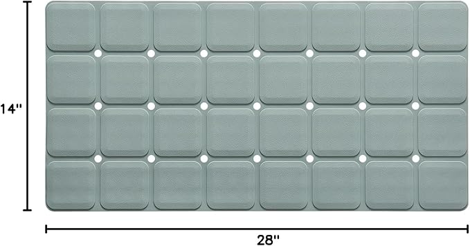 Webos Silicone Bath Mat with Suction Cups – Non-Slip Foldable Bathtub & Shower Mat, Durable & Quick-Dry Safety Tub Mat with Large Drain Holes for Families 28"x 14" Grey