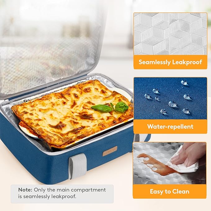 Lifewit LUNCIA Insulated Casserole Carrier for Hot or Cold Food, Lasagna Lugger Tote for Potluck Parties/Picnic/Cookouts, Fits 9"×13" Baking Dish, Dark Blue