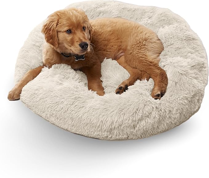 Active Pets Small Beige Dog Bed for Up to 25lbs, Calming Orthopedic Pet Bedding for Anxiety Relief, Joint Support & Comfort, Washable Dog Furniture