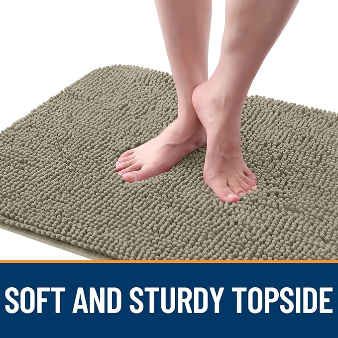 OLANLY Dog Door Mat for Muddy Paws 35x24, Absorbs Moisture and Dirt, Absorbent Non-Slip Washable Doormat, Quick Dry Chenille Mud Mat, Entry Indoor Entryway Carpet for Inside Floor, Warm Taupe