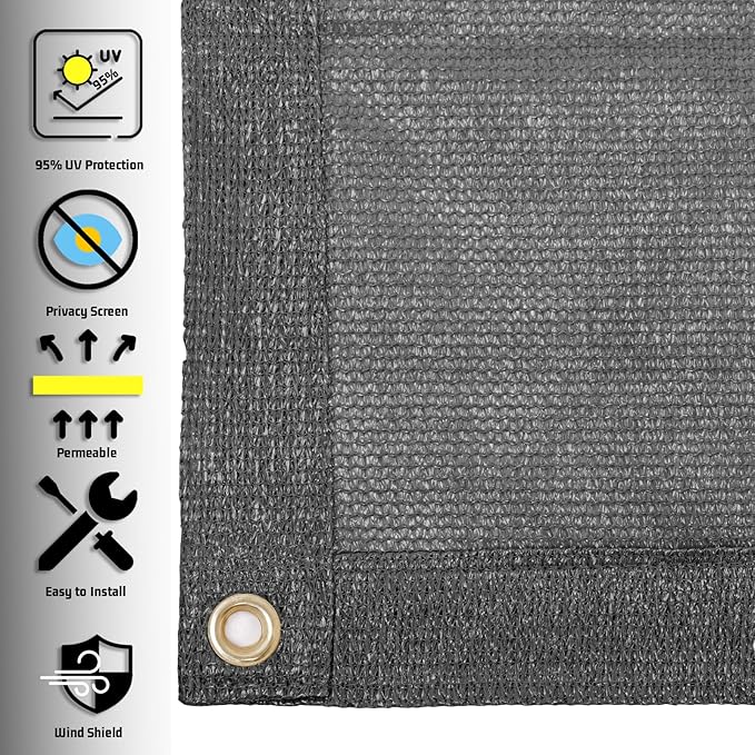 SUNNY GUARD Shade Cloth Custom Size 3x18 FT Sun Shade Screen Fabric Shade Cover Tarp with Grommets for Pergola Backyard Garden, Dark Grey(We Customized)